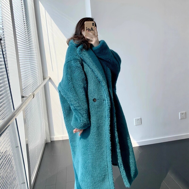 2025M New Teddy Peacock Blue Teddy Bear Coat for Women, Alpaca Wool Mid-Length Oversized Fur Coat for Winter 2025M New Teddy Peacock Blue Teddy Bear Coat for Women, Alpaca Wool Mid-Length Oversized Fur Coat for Winter