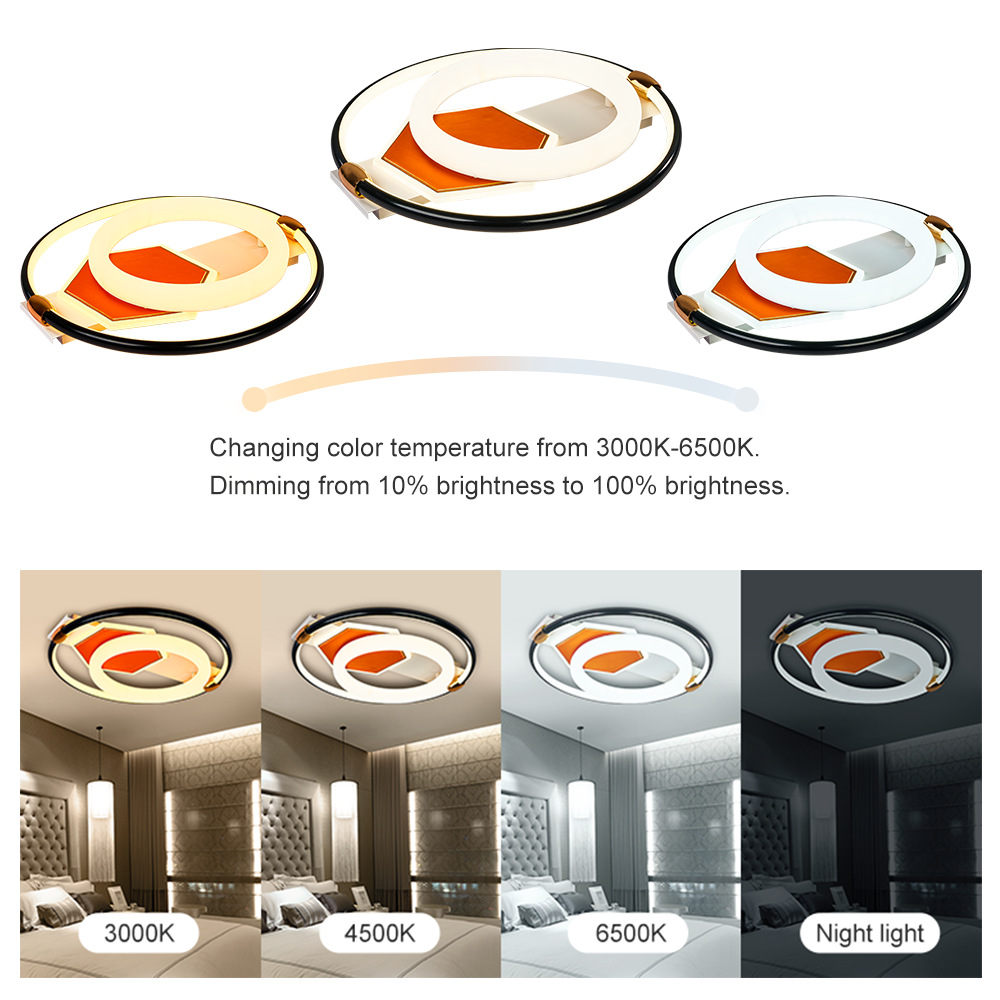 新款簡約LED現(xiàn)代燈2.4G智能APP遙控72W圓形吸頂燈臥室燈中山燈飾