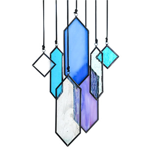 Cross-Border Hot Selling Stained Glass Crafts Stained Glass Pendants Wind Chimes Stained Glass Pendants Light Catchers