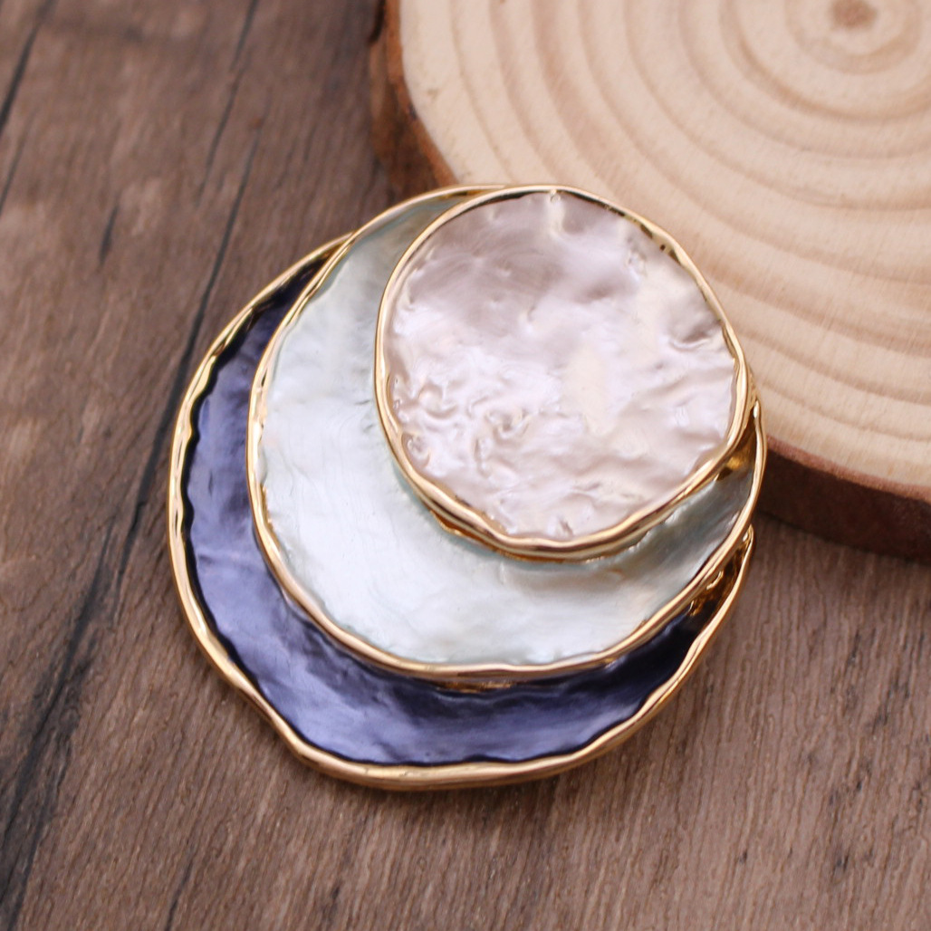 녹색과 파란색 3 층 브로치-(금)