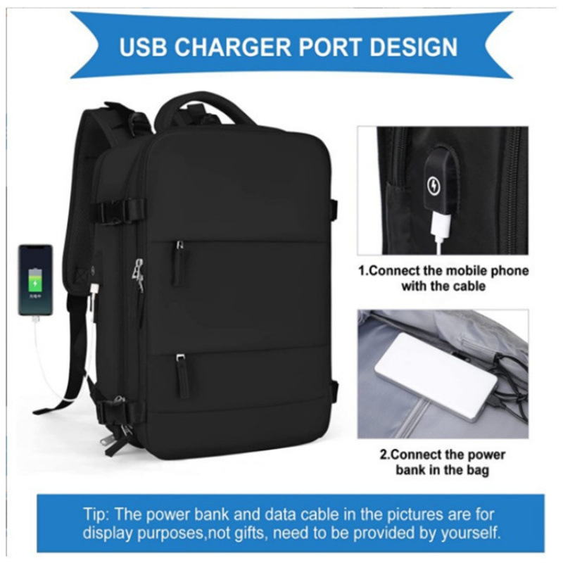 Amazon pequeña bolsa de viaje impermeable mochila mochila equipaje USB bolsa de viaje conjunto de lavado de moda
