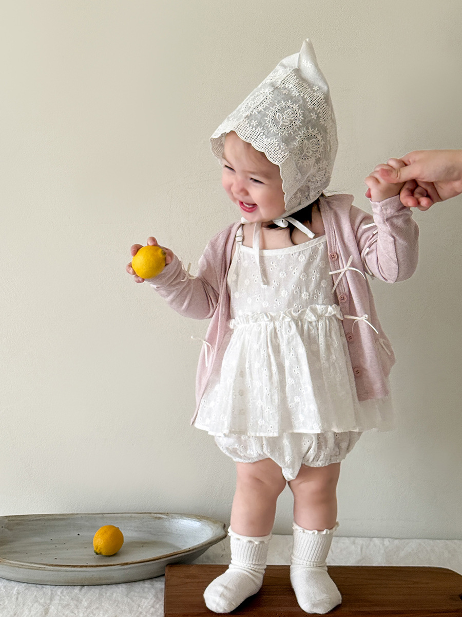 Ropa para niños de caña de pera Chaqueta de protección solar para niños Estilo fino de verano Ropa de Lesser para niñas Cardigan para bebés y sombreado para bebés image 3