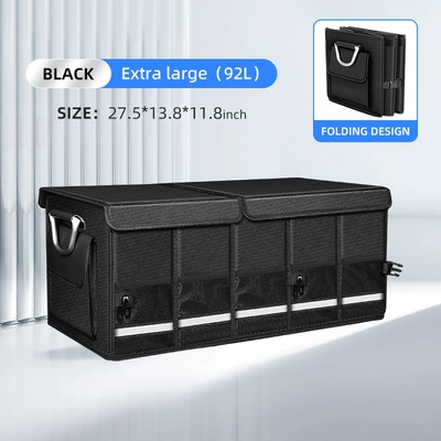 Car trunk storage box: Car storage bag/box - extra-large-703530-capacity-92l-distinguished-black