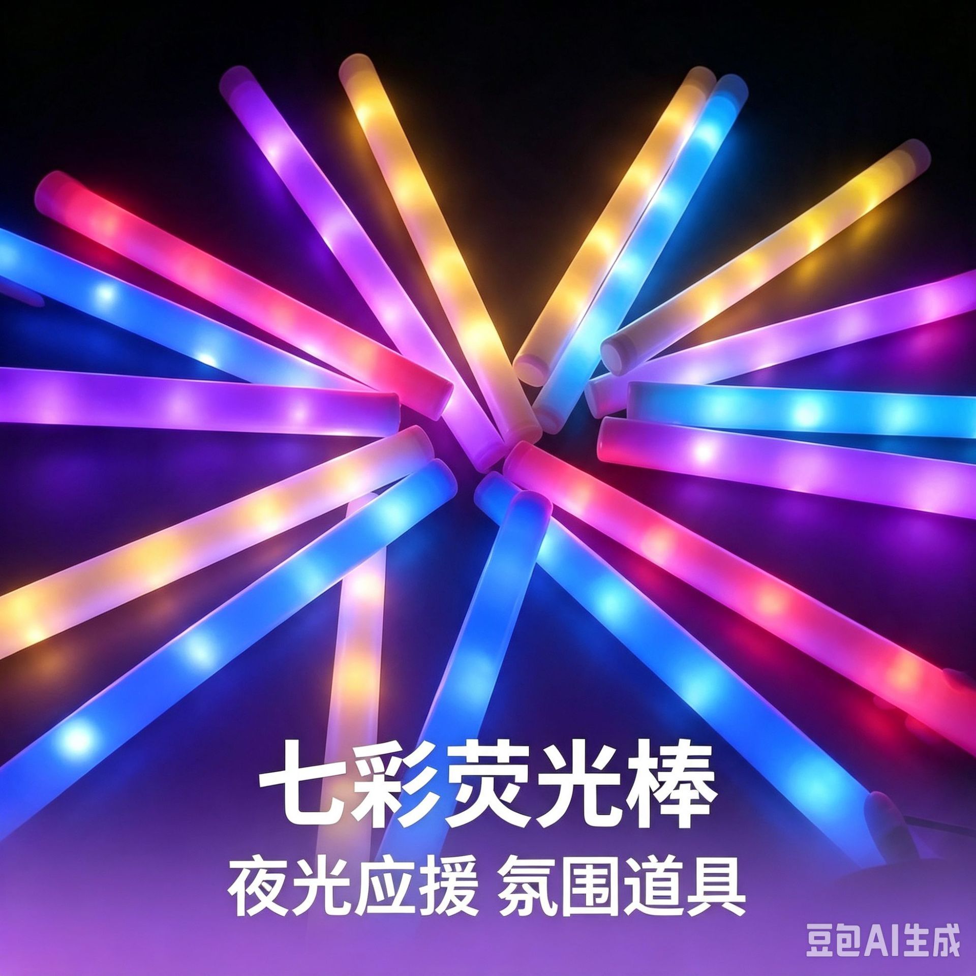 演唱会应援活动闪光棒荧光棒 七彩海绵荧光棒批发 LED泡沫发光棒