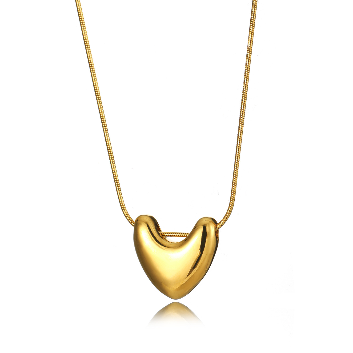 13g Weight 14K Gold Plated Plating Material 304 Stainless Steel Pendant Material Pendant Necklace Classification 304 Stainless Steel Chain Material 1 Piece Quantity Casual, Daily Occasion 304 Stainless Steel Material Heart Shape Pattern Women's Gender Simple Style Style Wholesale Jewelry Simple Style Heart Shape 304 Stainless Steel 14K Gold Plated Pendant Necklace 17