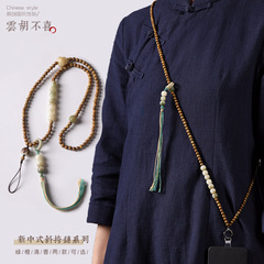 オリジナル中国風緑白檀菩提樹新しい中国風斜め携帯電話吊り下げチェーンロープ落下防止と紛失防止携帯電話ペンダント