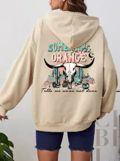 牛头双面印连帽衫 欧美连帽卫衣 素色字母卫衣 Oversized Hoodie