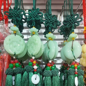 Green Jade Access Ping An Buckle Pixiu Buddha Car Pendant Tassel Chinese Knot Car Car Fu Decoration Supplies