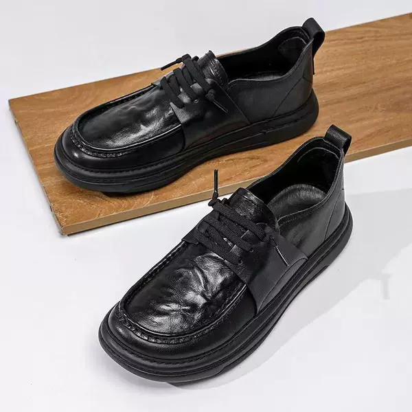 2024 Autumn and Winter New Mango Shoes Men's Genuine Leather Casual Leather Shoes All-match Fashionable Soft Sole Non-slip Loafers
