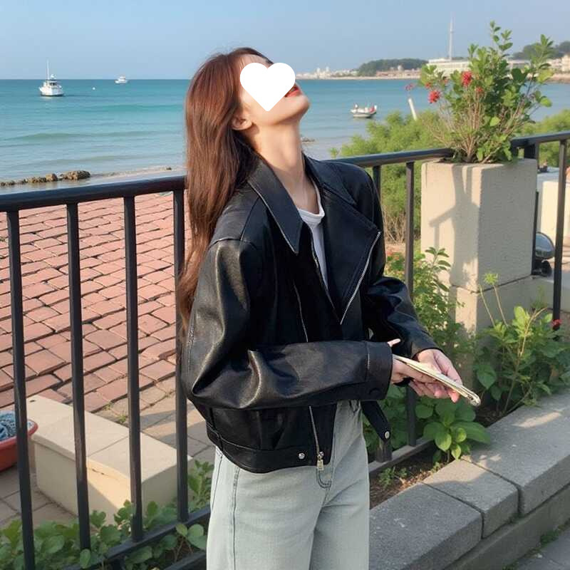 港风复古黑色皮衣外套女春秋2025新款感超好看短款pu机车夹克|undefined