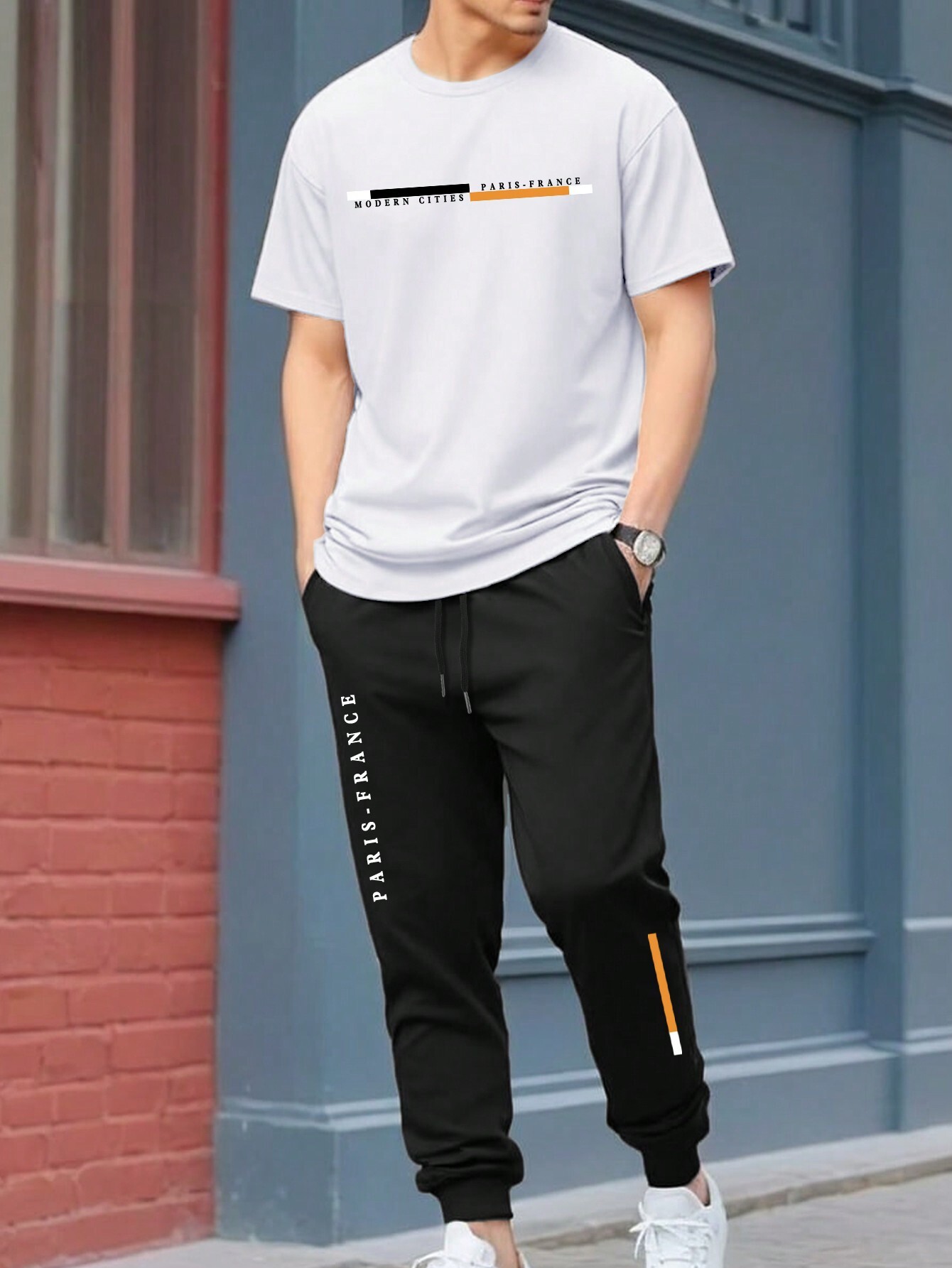 Pantalones de camiseta de manga corta sueltos de la marca de moda 2024 nuevo traje de dos piezas simple y casual ME13 ML4