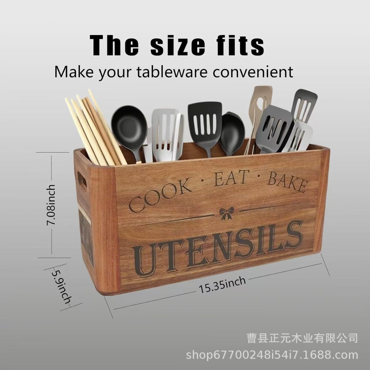 Cross-Border Wooden Kitchen Countertop Utensil Rack Cooking Tool Storage Box Restaurant Knife, Fork, Chopsticks, Spoon Storage Box Kitchen Utensil Box