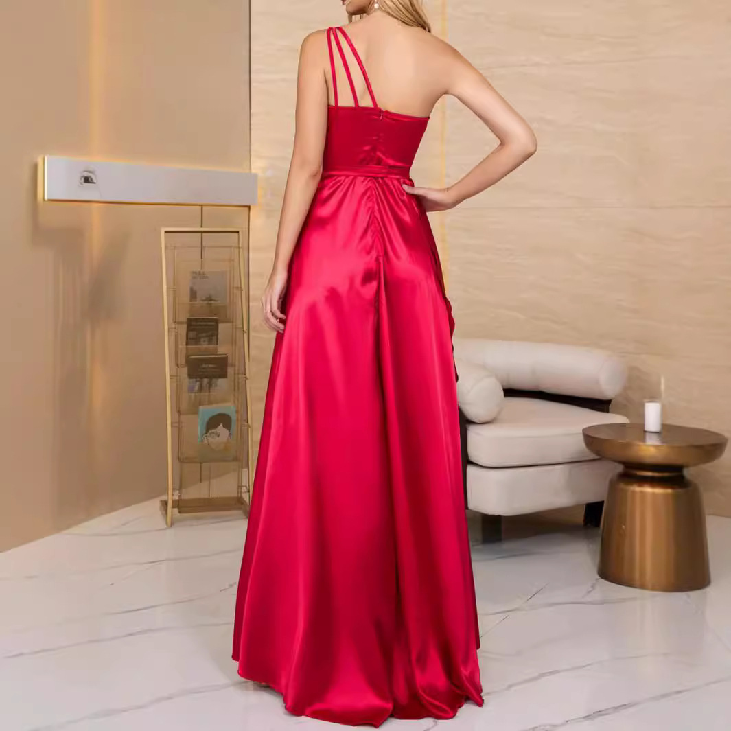 Comercio exterior europeo y americano nueva ropa de mujer Amazon Sling boda dama de honor vestido banquete fiesta vestido de noche vestido largo puro image 4