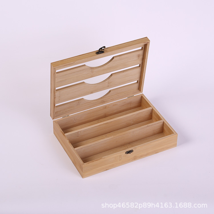 Envoltura de plástico de bambú caja de almacenamiento caja de corte de papel de aluminio caja de cortador de papel de cocina cajón de escritorio caja de almacenamiento de pared