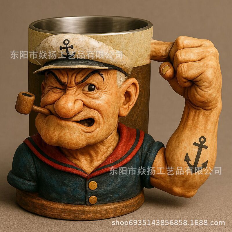 新型3d Popeye Power Mug強力船乗りマグカップ家庭装飾樹脂工芸品置物|undefined