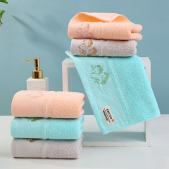 A laughing beauty 120g household towel with added thickness, water-absorbent gift lotus embroidery towel, pure cotton towel, wholesale