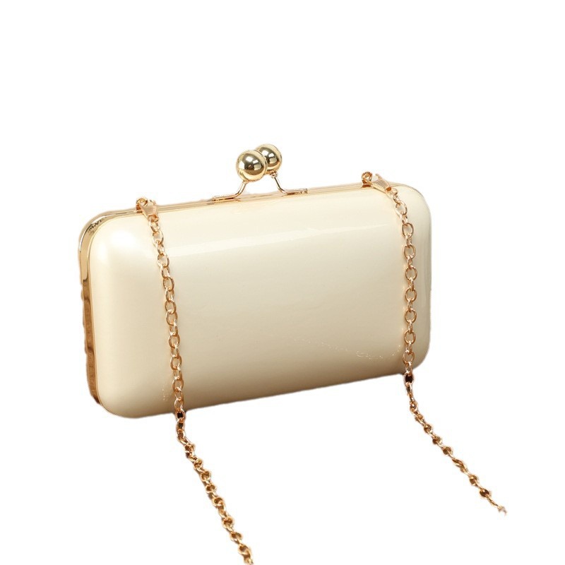 2024 New Arrival Evening Gown Clutch Bag Metal Pearlescent Glossy Handbag For Women Chain Box Mini Bag - Thumbnail 5
