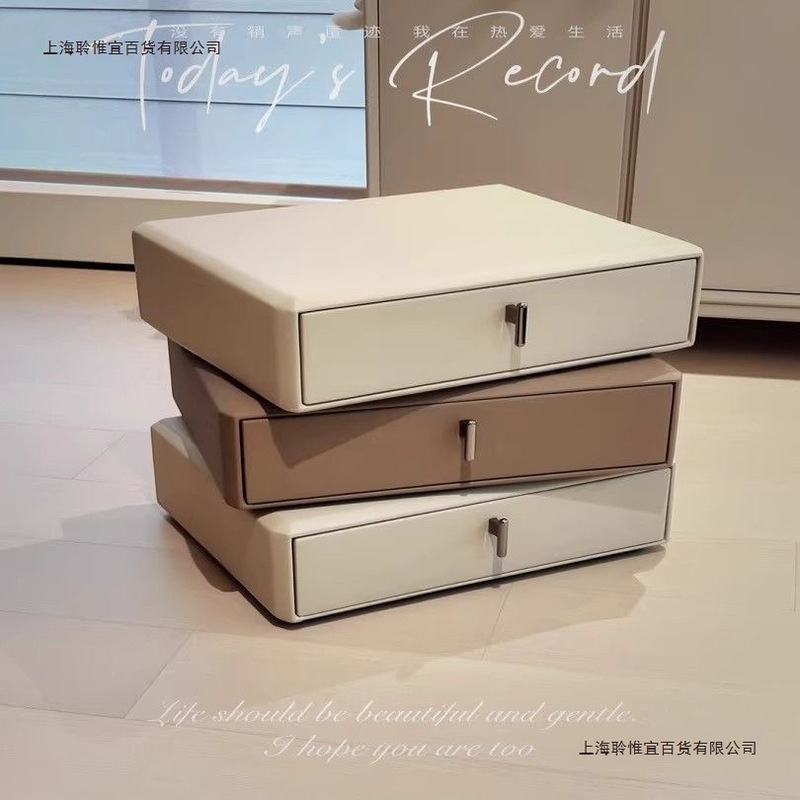 全实木意式奶油卧室三层可旋转床头柜床边柜简约现代360度旋转|undefined