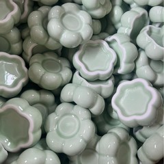 创意小花陶瓷底座可爱工艺品小配件小玩偶托盘陶瓷小转盘瓷器摆件