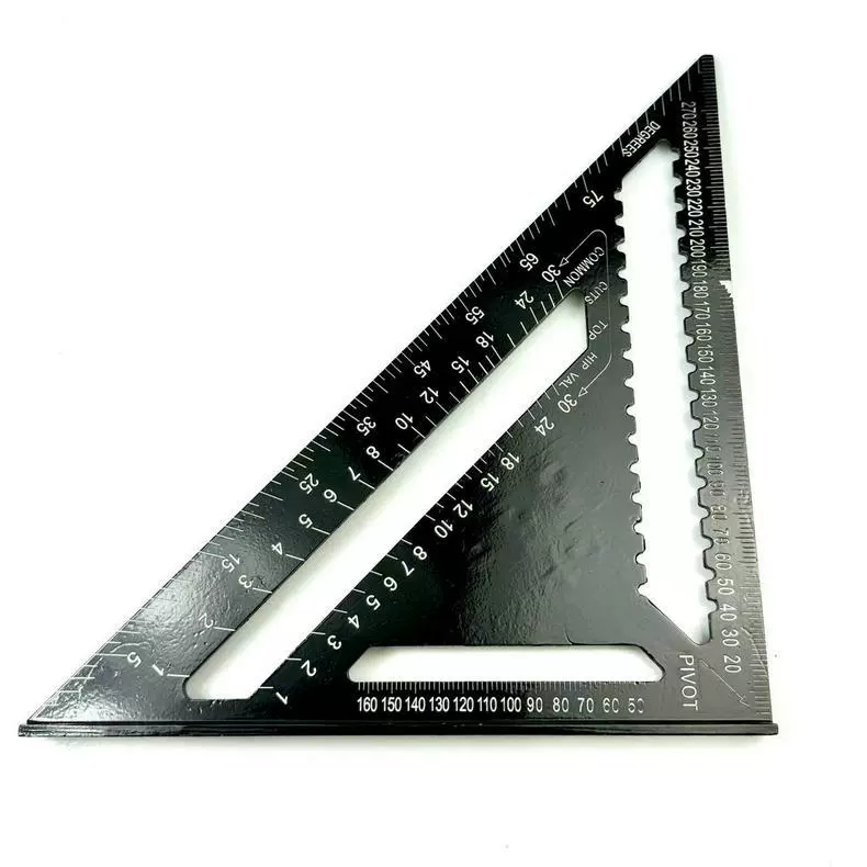 [90-degree triangle ruler 7inch metric imperial aluminum profile black oxide triangle 45-degree right angle ruler wholesale]