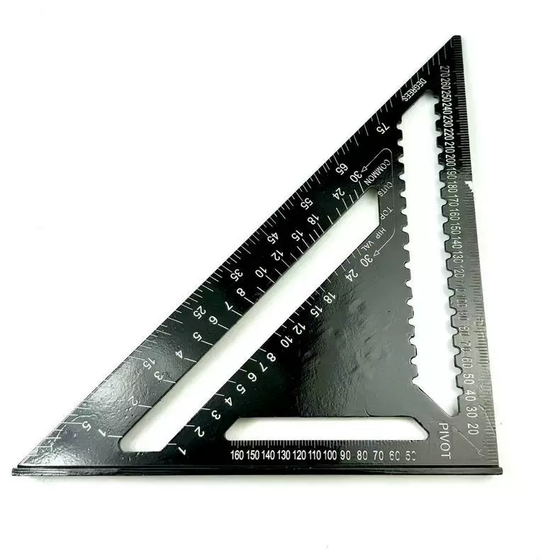 [90-degree triangle ruler 7inch metric imperial aluminum profile black oxide triangle 45-degree right angle ruler wholesale]