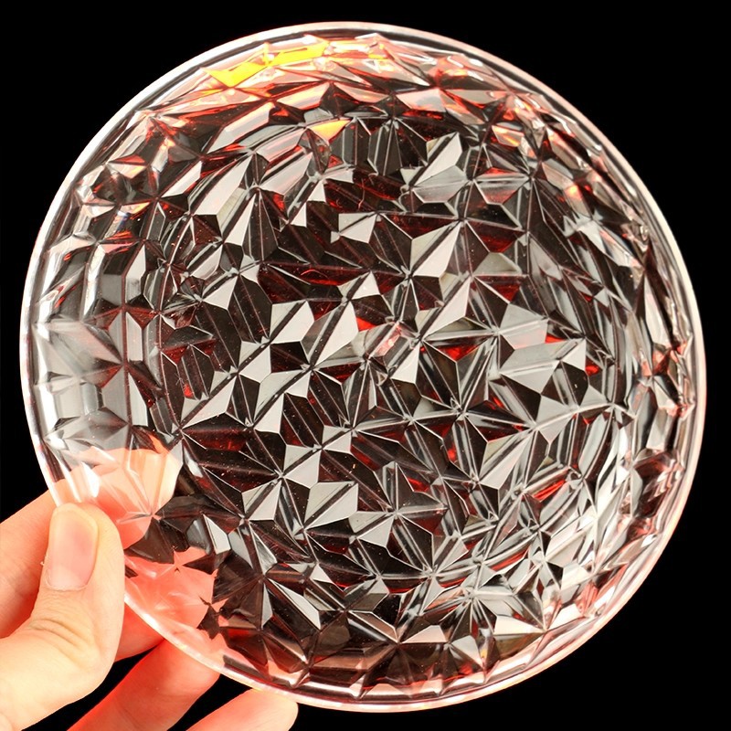 Acrílico plato de fruta bar KTV plato de fruta grande redondo transparente merienda melón semillas plato creativo patrón de plástico plato de fruta