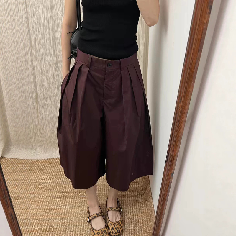 Sun! High-End Red-Brown A-Line Pleated Cropped Pants for Women, 2026 New Vintage Versatile Suit Pants Sun! High-End Red-Brown A-Line Pleated Cropped Pants for Women, 2026 New Vintage Versatile Suit Pants