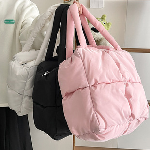 New Autumn and Winter Bags for Women, Korean Style Large-Capacity Cotton Bags, Fashionable and Versatile Shoulder Bags, down Bags, Handheld Tote Bags