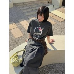 キティコントロールはもう我慢できるのか SnowPe@k スノーフィート×ハローキティ 猫コラボ半袖Tシャツ