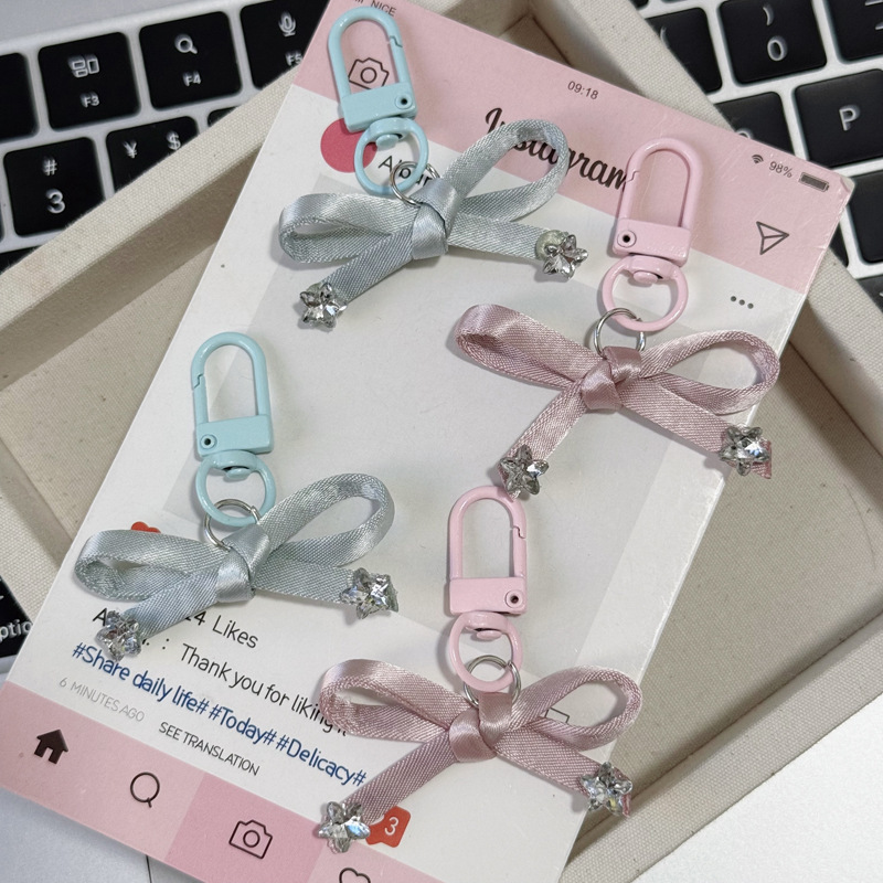 Sweet satin bow keychain, girly DIY accessory, backpack pendant, gift for best friends and couples, wholesale Sweet satin bow keychain, girly DIY accessory, backpack pendant, gift for best friends and couples, wholesale