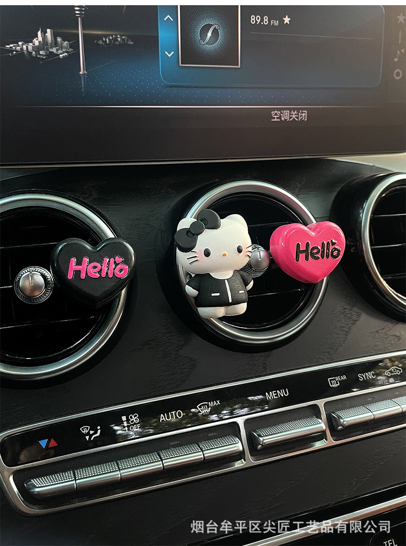 Cute Swimsuit Black Leather Kt Cat Car Air Freshener Cartoon Perfume Diffuser Stone Ornament Car Air Vent Decoration Fragrance