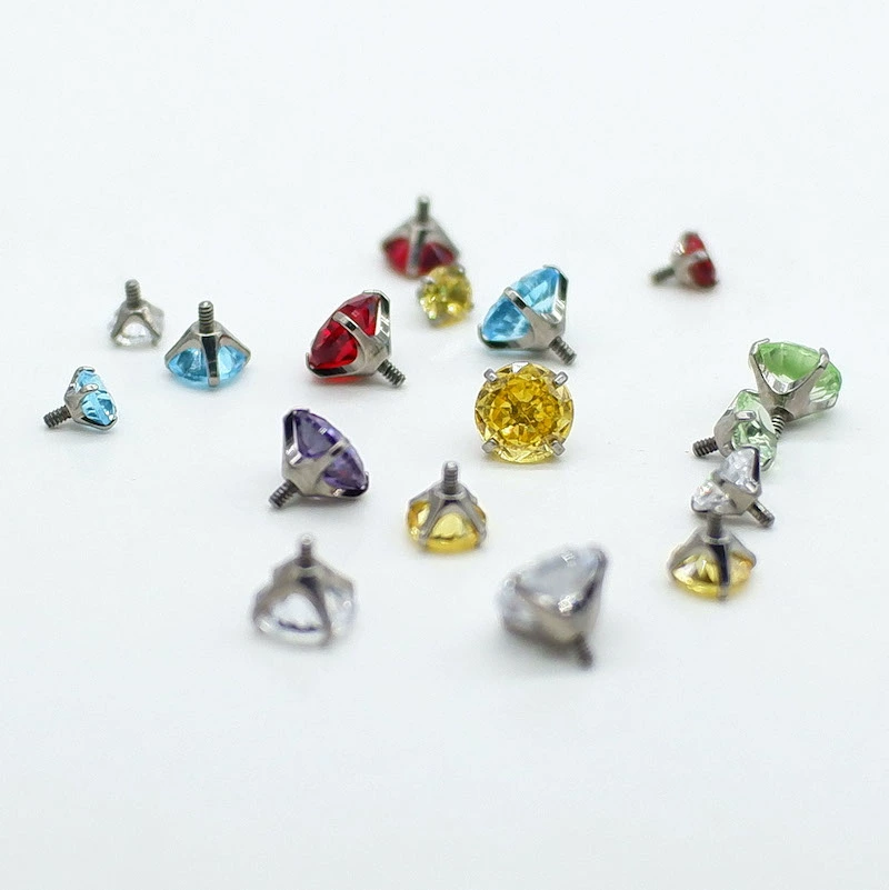 Metal big zirconium, lip piercing, changeable earrings, accessories, 8mm, 5A, G23