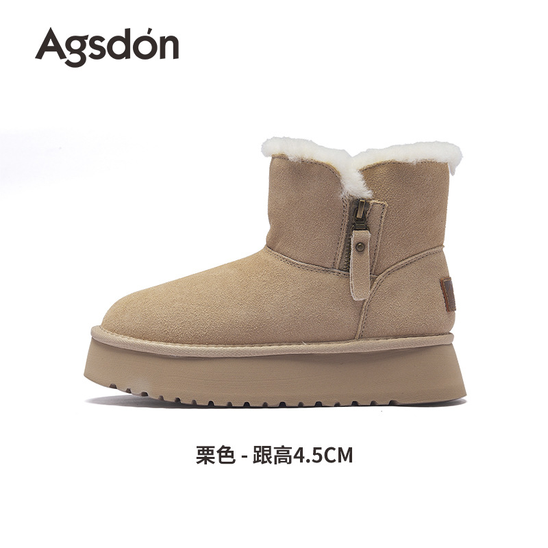 Botas de nieve de fondo grueso para mujeres 2025, nuevo otoño y invierno al aire libre botas de lana gruesas zapatos de pan de algodón