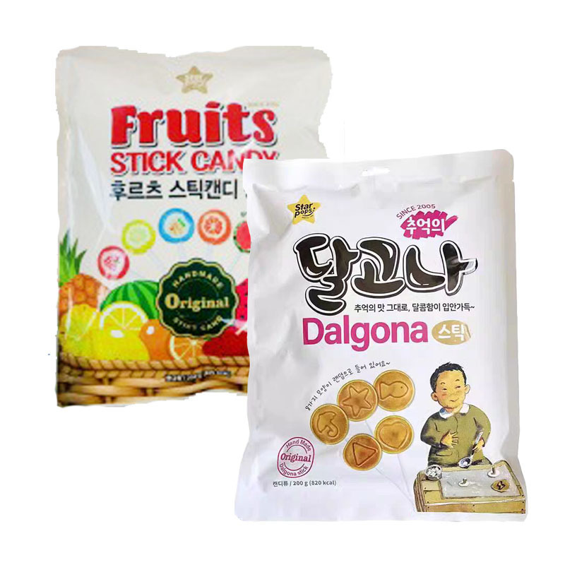 South Korea imported snack candy large packaging Waldorf cake lollipop/fruit slice lollipop 200g