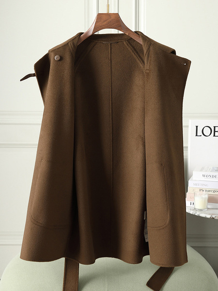 Double-sided woolen long demi-season woolen coat