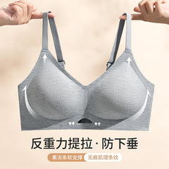 提拉防下垂内衣女小胸聚拢无钢圈磨毛暖肌果冻条软支撑无痕文胸罩