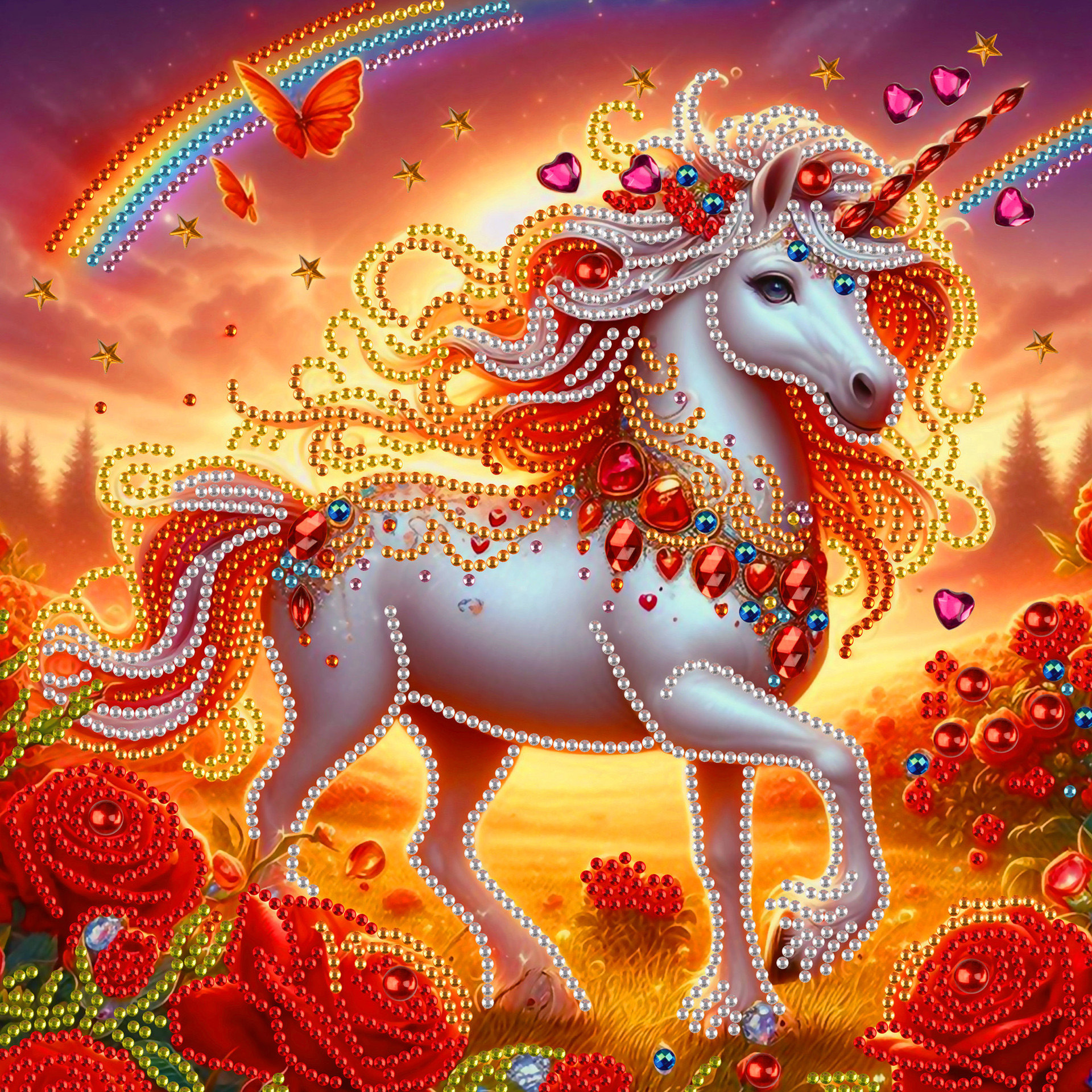 Pintura artesanal con diamantes