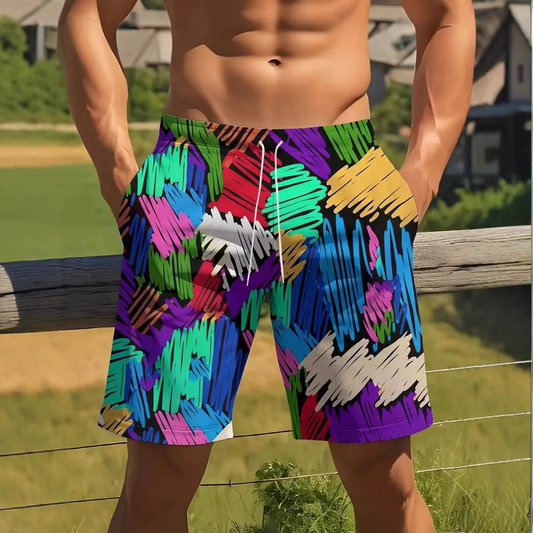 AliExpress Amazon внешнеторговый трансграничный 2025 новый повседневный дикий цветной принт мужские повседневные шорты