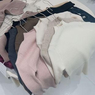 [in stock] Girls' Korean Sweater Autumn and Winter Versatile High Neck Soft Waxy Knitted Sweater Western Style Knitted Sweater