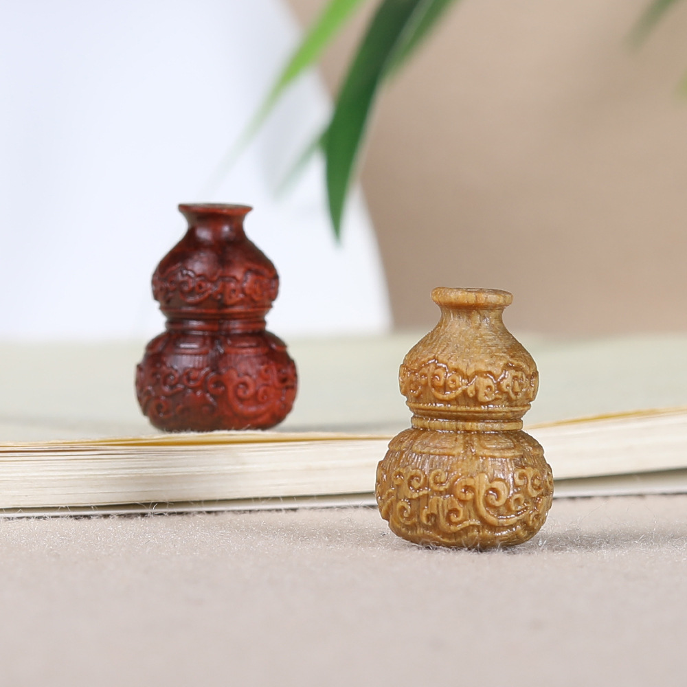 Rosewood Sandalwood Carving Xiangyun Gourd Wen Play Bead Accessories DIY Mobile Phone Chain Keychain Pendant Bag Pendant