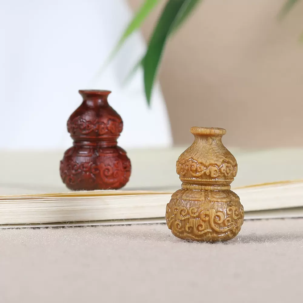 紫檀檀香木雕刻祥云葫芦文玩隔珠配件diy手机链钥匙扣吊坠包挂件