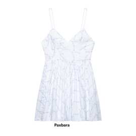 2025春季新品欧美跨境女装气质刺绣府绸吊带连衣裙 w085 255492