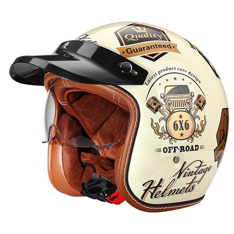 New Product Launch Cross-Border Dot Certified Retro Helmet Motorcycle Helmet Motorcycle Retro Helmet Autumn and Winter Half Helmet Multi-Color