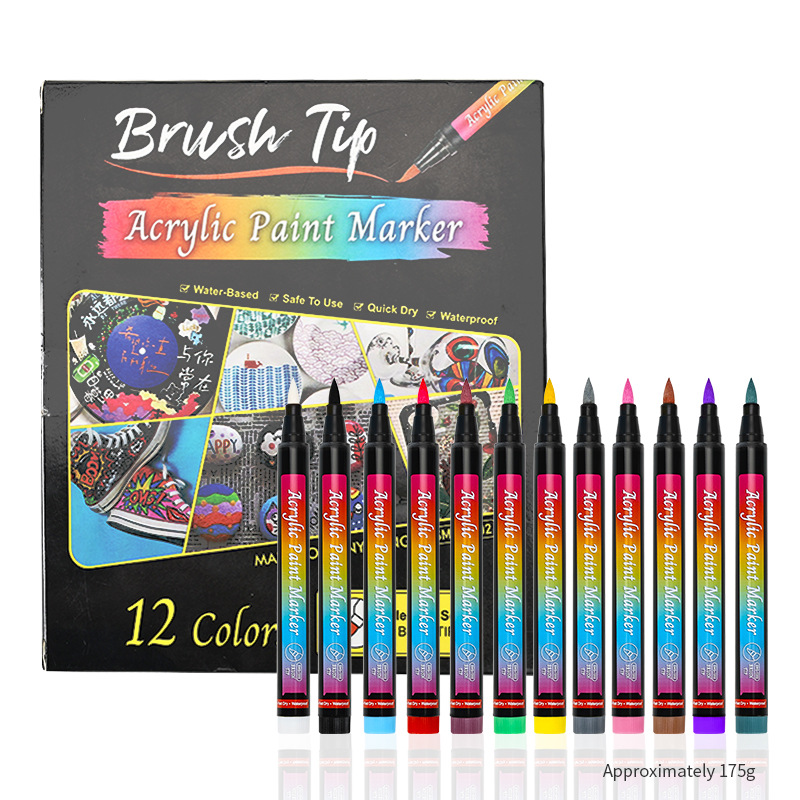 Pintura de uñas pluma de graffiti pluma de fibra cabeza marcador pluma de alta elástico suave punta de la pluma color pintado a mano punto flor gancho línea DIY