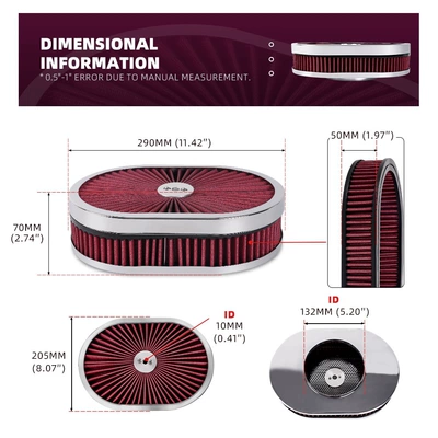 Cross-Border 12"X2" Oval Air filter