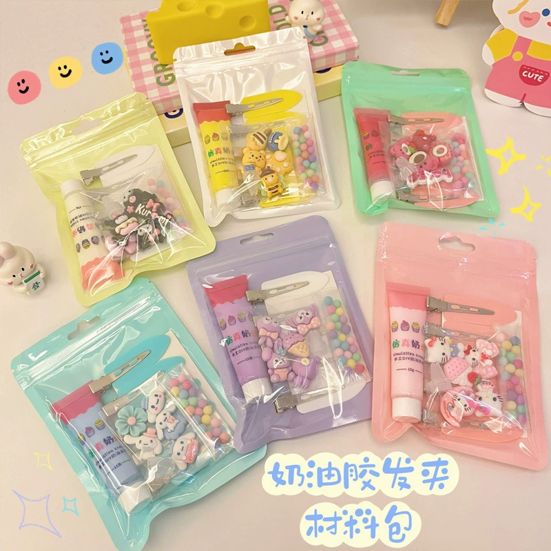 Заколки для волос ручной работы diy крем резиновый набор мультфильм милые девушки серии фитинги смолы заколки набор материалов