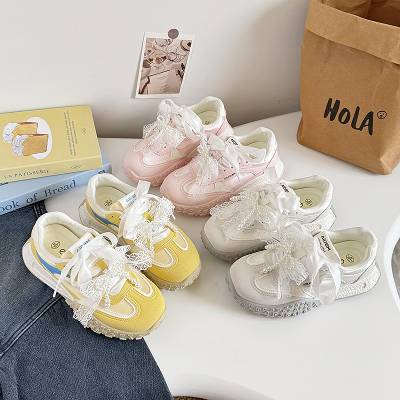 爱得梦苞米花蕾丝带老爹鞋子休闲女生2025新款小众原创女鞋A6005