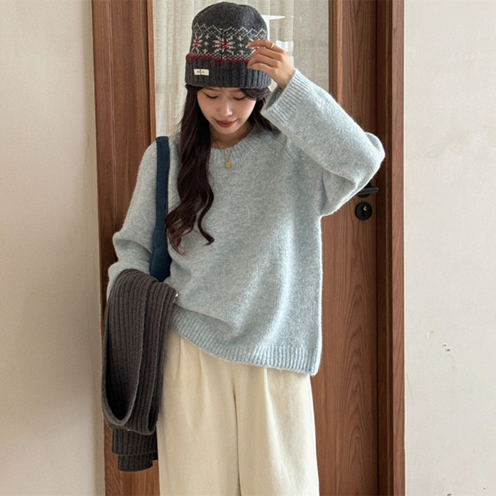 24 invierno Puyuan perezoso viento grueso suave glutinoso chaqueta suéter para mujeres otoño invierno nuevo estilo coreano ancho