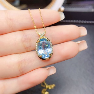 Factory wholesale explosions natural topaz pendant S925 silver inlaid main stone 10*14 selling Europe and the United States a generation
