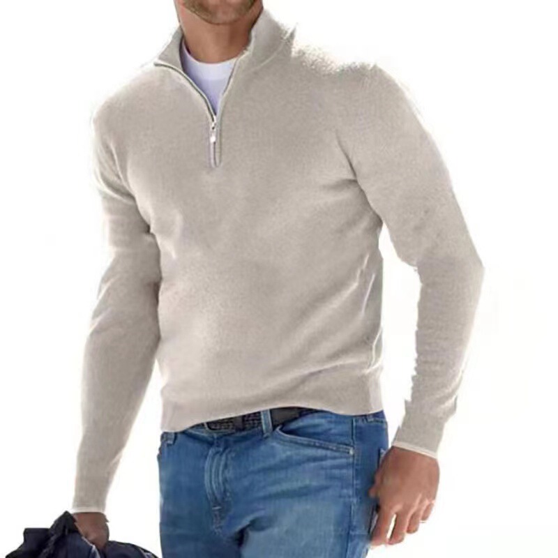 Amazon cross-border wholesale autumn and winter men's sweater sweater European size fashion solid color half zipper sweater polo shirt Amazon cross-border wholesale autumn and winter men's sweater sweater European size fashion solid color half zipper sweater polo shirt